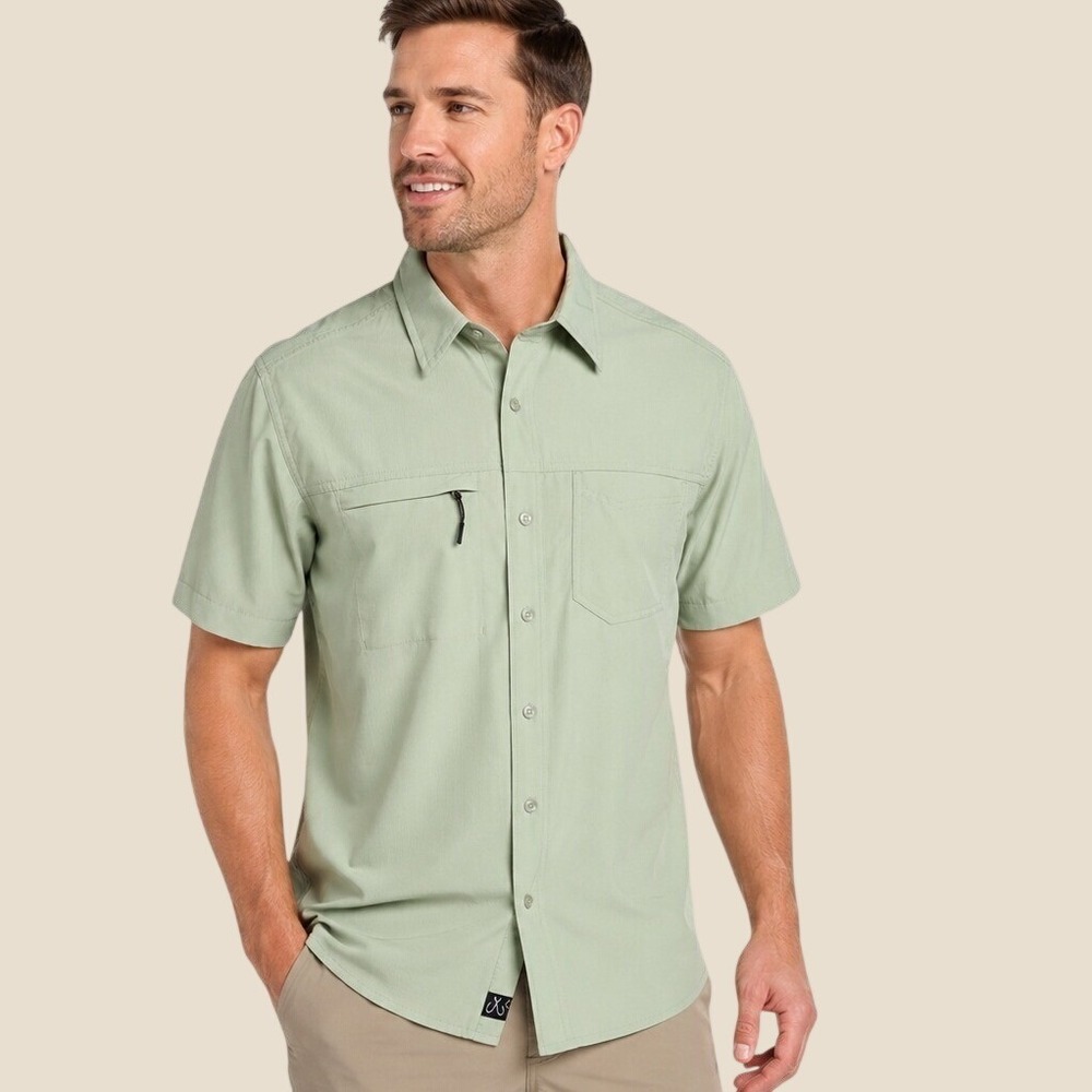 Salt Life SLX Performance Short-Sleeve Shirt Green Woven Men's Size XXL NEW